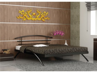 Кровать двуспальная САКУРА (140х200/металлическое основание) Коричневый бархат