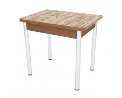 Стол обеденный ЛС-831 (пластик 2052 Дуб вотан/ ноги Хром/кромка+подстолье темный)