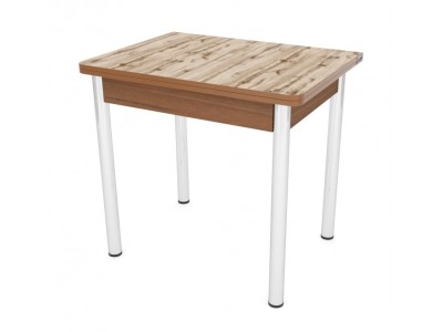 Стол обеденный ЛС-831 (пластик 2052 Дуб вотан/ ноги Хром/кромка+подстолье темный)