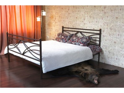 Кровать двуспальная "Мираж" с изножьем (160х200/металлическое основание) Коричневый бархат Кровать двуспальная "Мираж" с изножьем (160х200/металлическое основание) Коричневый бархат