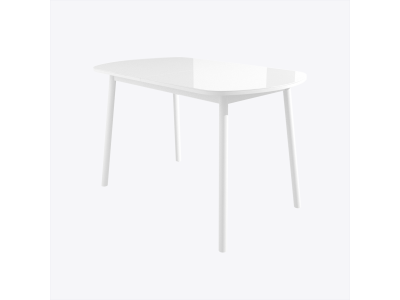 РАУНД стол раздвижной со стеклом 120(152)х70, Белый/Белый