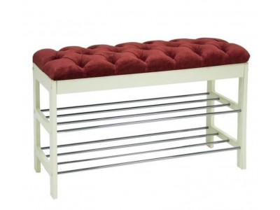 Банкетка "Грейс" (Дуб шампань, к/з Бордо, каретная стяжка) Вис