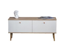 ТВ тумба Komo-2 (1100х320х520 м, ЛДСП Белый/Сонома 16 мм, ножки береза)