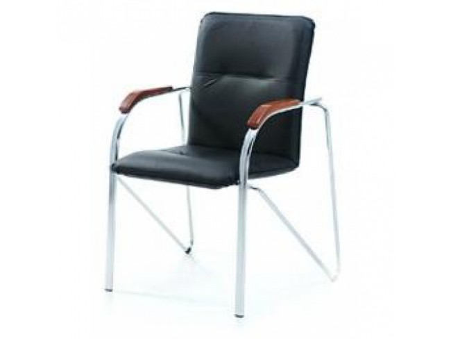 Стул Самба Хром "Н" (орех темный) кож/зам (черный)