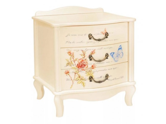 Тумбочка прикроватная "Джульетта" 3 ящ. (дуб шампань/прованс) Вис