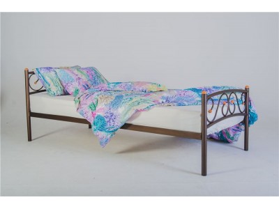 Кровать односпальная Валерия с изножьем (90х200/металлическое основание) Красный лак