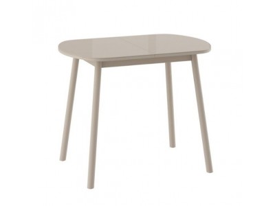 РАУНД стол раздвижной со стеклом 94(124)х64, Капучино/Капучино