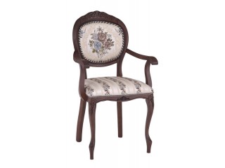 Кресло С-16 (тон 317 т. коричневый+патина чёрная/ткань никита светлая/полоса (Ц)