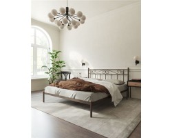 Кровать "Франческа" без изножья (140х200/ноги металл/цвет Коричневый бархат)