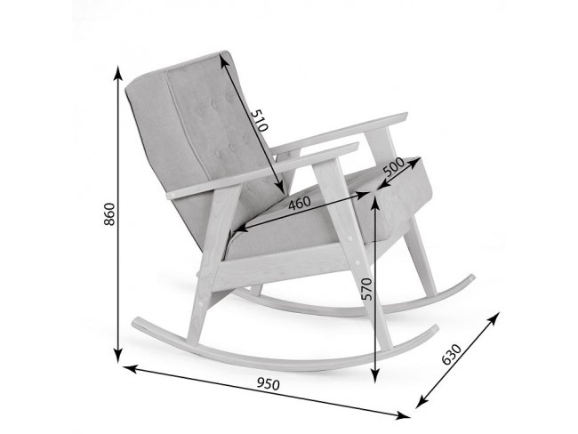 Кресло-качалка РЕТРО (беленый дуб / 02 - светло-серый)