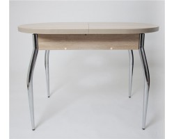 Стол Универсальный (ЛДСП 32 мм/Дуб сонома/кромка+царги дуб сонома/ноги хром Элегант)