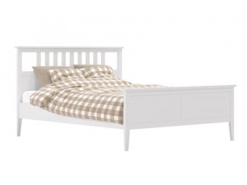 Кровать "Мира" с деревянным основанием на ленте (160х200 / Белый)