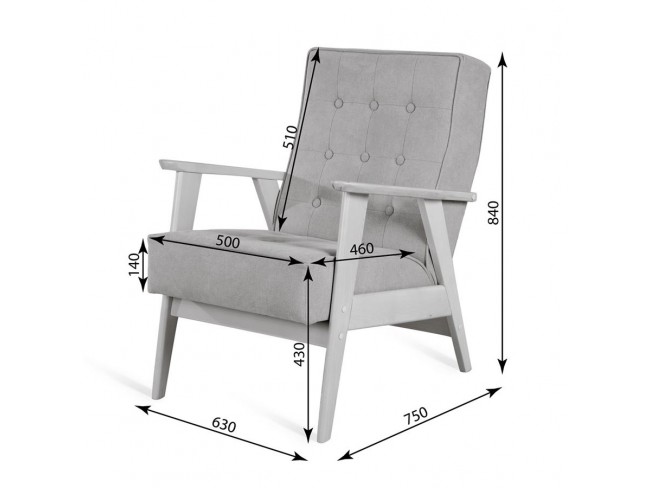 Кресло РЕТРО (беленый дуб / 02 - светло-серый)