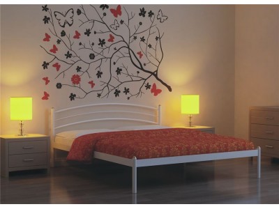 Кровать двуспальная ЭКО+ (140х200/металлическое основание) Белый Кровать двуспальная ЭКО+ (140х200/металлическое основание) Белый