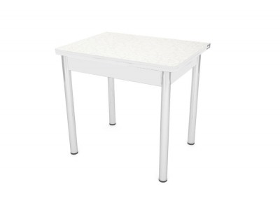 Стол обеденный ЛС-831 (пластик 4061 лоза серебро/ ноги Хром/кромка+подстолье серый)