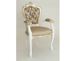 Кресло "КАРДИНАЛ" п/м (Белый матовый/ткань CREAM 110+109) патина золото