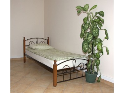 Односпальная кровать Арзу-М Темный орех (90х200/черный металл)