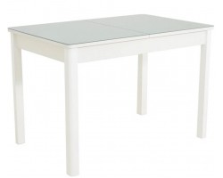 Стол "Гамбург 110 " (исп 1 / 110*141,5*70 / стекло белое / ЛДСП Белый ноги №14 белые тон-9)