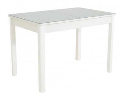 Стол "Гамбург 110 " (исп 1 / 110*141,5*70 / стекло белое / ЛДСП Белый ноги №14 белые тон-9)