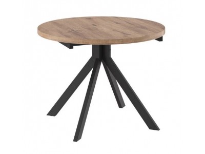 Стол круглый раздвижной "RONDO-100" (ДУБ ВЕЛИНГТОН/ЧЕРНЫЙ)