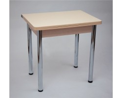 Стол обеденный ЛС-831 (Бежевые круги/ ноги Хром/кромка+царги Дуб беленый)