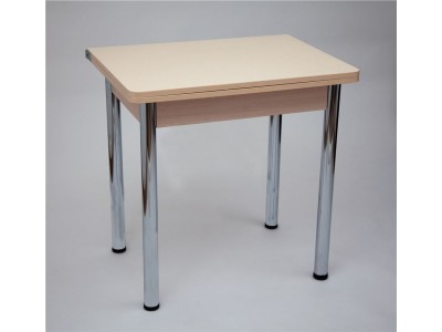 Стол обеденный ЛС-831 (Бежевые круги/ ноги Хром/кромка+царги Дуб беленый)