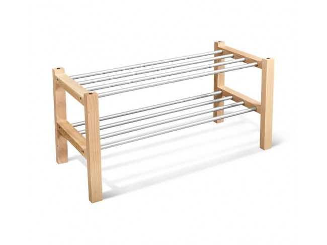 Подставка для обуви Sheffilton SHT-SR9 (дерево-металл/прозрачный лак-аллюм. металлик)