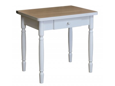 Стол обеденный ЛС-831 с ящиком (ЛДСП/Ясень шимо/ ноги Белые)