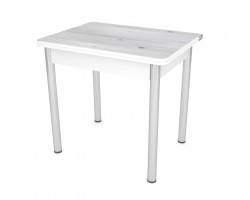 Стол обеденный ЛС-831 (Бийская сосна 2058/ ноги Хром/ЛДСП+кромка Белый)