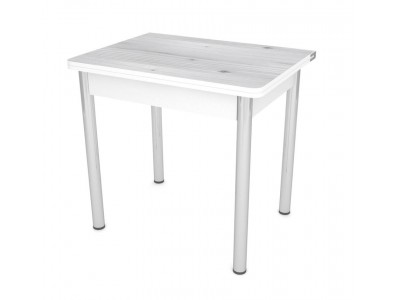 Стол обеденный ЛС-831 (Бийская сосна 2058/ ноги Хром/ЛДСП+кромка Белый)