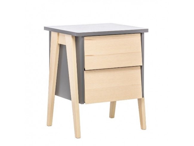 Тумбочка "Сканди" 2 ящ. (Натуральное дерево/серый ясень)