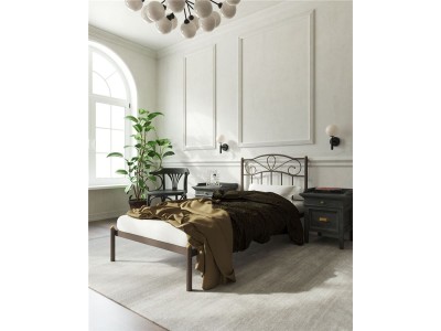 Кровать "Глэдис" без изножья (90х200/ноги металл/цвет Коричневый бархат)