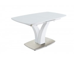 Стол "Нотр Дам ПМ" (OPTIWHITE/ 1400(1715)*850/ Цвет стекла:Белый / Цвет ЛДСП:Белый)