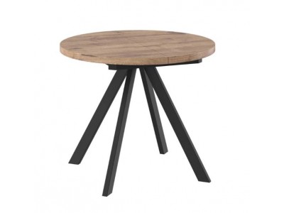 Стол круглый раздвижной "RONDO-90" (ДУБ ВЕЛИНГТОН/ЧЕРНЫЙ) 90/125