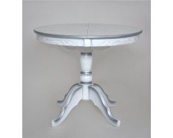 Стол Круглый (Патина серебро) Белый