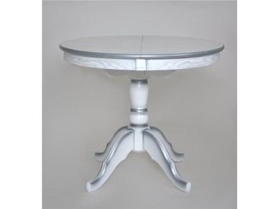 Стол Круглый (Патина серебро) Белый