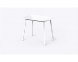 РАУНД Стол раздвижной со стеклом 94(124)х64, Белый/Белый