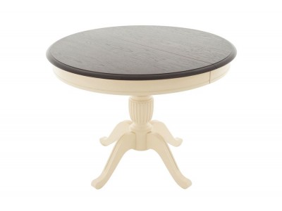 Стол "Леонардо-1 Комби" раздвижной (D 1000 / Тон 7 Темный орех/Тон 10 Слоновая кость R1015)