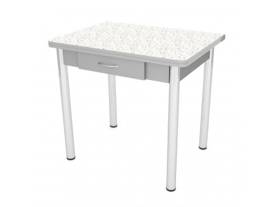 Стол обеденный ЛС-831 с ящиком (Гренобль 4042/ноги Хром/кромка+царги серый)