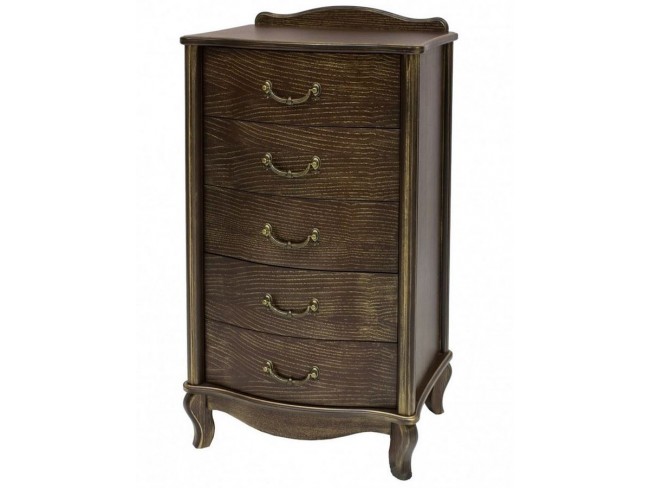 Комод "Джульетта" узкий (5 ящ.) (орех/золотая патина ) Висан