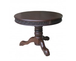 Стол круглый "Милорд" (110х160) Темный орех + патина черная