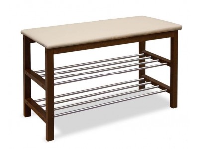 Банкетка SR-0628 (дерево/кожзам-темный орех/бежевый) Sheffilton