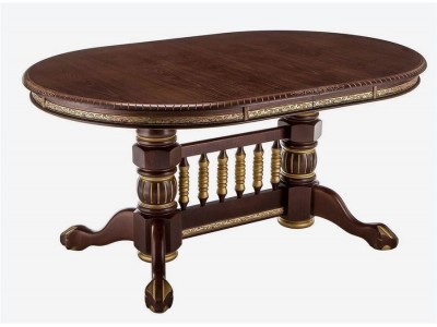 Стол "АЗИЯ-М" (Матовый лак/Темный орех / патина золото)