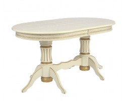 Стол овальный "Милорд-150" (90х150х200 / слоновая кость 1013/патина золото)