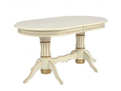 Стол овальный "Милорд-150" (90х150х200 / слоновая кость 1013/патина золото)