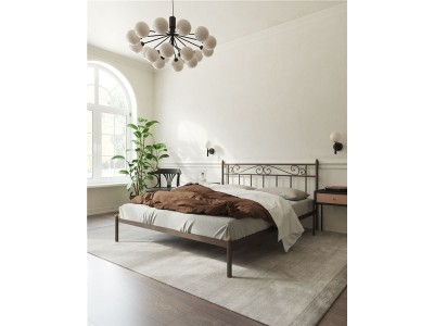 Кровать "Франческа" без изножья (180х200/ноги металл/цвет Коричневый бархат)