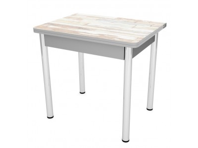 Стол обеденный ЛС-831 (пластик 4075 арвика/ ноги Хром/кромка+подстолье серый)