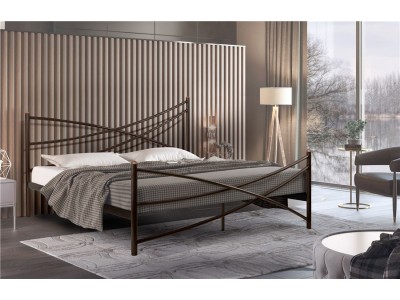 Кровать Лиана (140х200/металлическое основание) Коричневый бархат