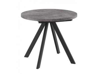 Стол круглый раздвижной "RONDO-90" (ДЫМЧАТАЯ КЕРАМИКА/ЧЕРНЫЙ) 90/125