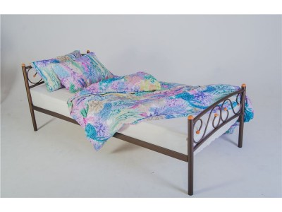 Кровать односпальная Валерия с изножьем (90х200/металлическое основание) Коричневый бархат